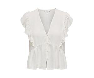 Onlrian Flonce S/S Top WVN, Cloud Dancer, M