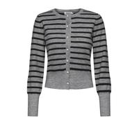 ONLY Women's Onlvalley LS Pearl O-Neck Cardigan KNT Sweater, Medium Grey Melange/Stripes: Black, M