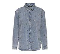Onlvera L/S Flower Emb Shirt DNM Noos, Light Blue (Light Blue Denim), M