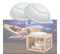 Onlvmyur 2 Pieces Replacement Bowls for Scented Lamp, Essential Oil Burner Cerámica Dish Blanc Essential Oil Burner for Most Wax Heaters