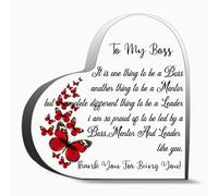 Only A Boss As Wonderful As You Could Have Employees As Awesome As Us! Happy Boss'S Day Appreciation Gifts For Women, Men Thank You Acrylic Heart Shaped 3.9 X 3.9 Inch Heartwarming Student Gifts