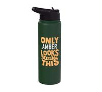 Only Amber Looks Like This Funny Amber Name Personalized Stainless Steel Insulated Water Bottle