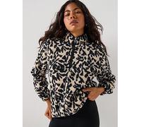Only Animal Print Quarter Zip Fleece Top - Beige, Beige, Size Xs, Women Beige