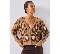 Only Animal Print Regular V-Neck Cardigan - Multi, Multi, Size L, Women Print