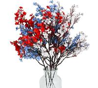 ONLY ART Red White Blue Silk Baby’s Breath Flowers - 6 Bundles, 18.7" Faux Florals with Flexible Stems for Elegant Home, Wedding & Event Décor