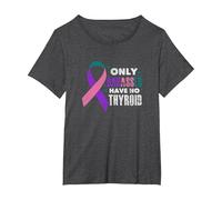 Only Badasses Have No Thyroid Cancer Fighter Warrior Grunge T-Shirt, Women's Plus, Dark Heather Grey, 3X
