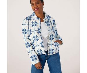 Only Biana Printed Quilted Jacket BLUE PATCHWORK 2XL