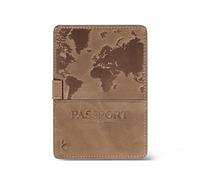 Only Brand Full Grain Leather Passport Holder, RFID Protected, Slim Travel Wallet with 8 Card Slots, SIM Storage, Petoskey Gray, Minimalist