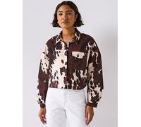 Only Canny Long Sleeve Woven Boxy Shirt - Brown, Brown, Size S, Women Brown