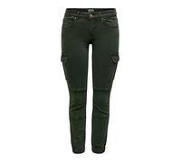ONLY Cargo Jeans Hose | Stretch Denim Jogger Pants | Slim Mid Waist Karottenhose ONLMISSOURI, Farben:Grün-3, Größe:36W / 30L, Z-Länge:L30