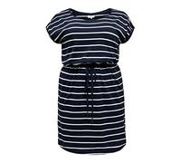 ONLY Carmakoma NOS Women's Carapril Ss Knee Dress Noos, Stripes: Primo Cloud Dancer Night Sky, S-42/44