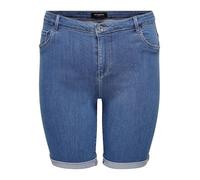 ONLY CARMAKOMA Plus Size Denim Jeans Shorts Short Stretch Bermuda Trousers in Plus Size Carthunder, Medium Blue Denim, 26