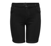 ONLY Carmakoma Women's Carthunder Life Reg Long Shorts DNM Noos Jeans, Knee-Length, Slim fit, mid Waist, Black, 26