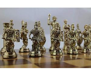 (Only Chess Pieces) Historical Handmade Rome Figures Metal Chess Pieces Big Size King 4.3 inc (Board is Not Included)