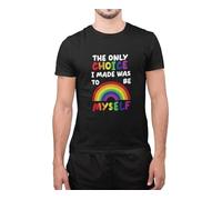 Only Choice I Made Be Myself Pride T-Shirt Novelty Tee Gift Ideas Pride Flag Bisexual T-Shirt Rainbow Flag Gay Flag Bisexual Pride Clothing(L,Black)