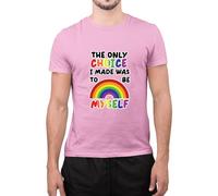Only Choice I Made Be Myself Pride T-Shirt Novelty Tee Gift Ideas Pride Flag Bisexual T-Shirt Rainbow Flag Gay Flag Bisexual Pride Clothing(M,Pink)