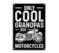 Only Cool Grandpas Ride Motorcycles Tin Signs Biker Room Decor Rider House Decoration Funny Moto Quote Wall Art Sign Metal Poster Motocross Motorcycle Metal Tin Sign 8X12 Inch