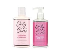 Only Curls Hydrating Curl Crème & Mega Hold Curl Gel Bundle, Curly Hair Products, Leave-in Styling Cream & Medium Hold Gel, Curl Enhancer & Frizz-Control Set, Soft & Defined Curls, Cast-Free, 250ml x2