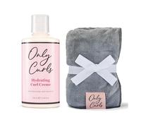 Only Curls Hydrating Curl Crème & Microfibre Towel Set, Curly Ehancer & Plopping Styling Towel, Soft, Defined & Frizz-Free Curls, Ultra Soft & Gentle Drying , Vegan & Cruelty Free, 250ml