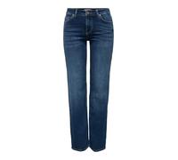 ONLY Female Straight-Fit Jeans ONLBLUSH Medium Waist Straight Cut Jeans, Dark Denim Blue, S / 34L