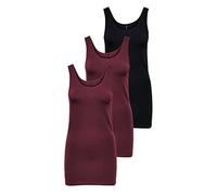 ONLY Damen Onllive Love Long Tank TOP JRS 3-PA, Black/+ 2 Port Royal, M