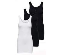 ONLY Damen Onllive Love Long Tank TOP JRS 3-PA, White/+ 2 Black, XXL