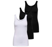 ONLY Damen Onllive Love Tank TOP JRS 3-Pack, White/+ 2 Black, L (EU)