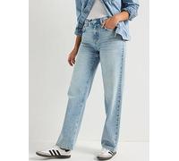 Only Ella Riley High Waist Straight Leg Jean - Light Blue, Blue, Size Xl, Inside Leg 30, Women Blue