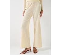 Only Ella Wide Leg Textured Trousers, Birch, Size M, Women Birch