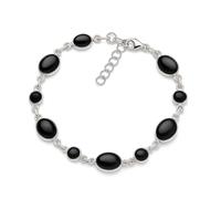Only faith 925 Silver Bracelet with Natural Stones Multi-Coloured 7 Chakras Handmade Design with Gift Box, 19.0 Centimeters, tiger eye, tiger's eye