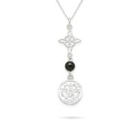 Only faith 925 Sterling Silver Italian Witch Knot Necklace, Long Chain 18 Inches, Three-Fold Guard Charm Saint Benedict, Pequeño, Silver, No Gemstone