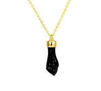 Only faith Necklace with Amulet Hand Cuff Fig, 45 cm + 5 cm Extender, Stainless Steel Gold, Pendant 2 cm, Red or Black, Pequeño, Stainless Steel, No Gemstone