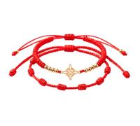 Only faith Pack of 2 Red Adjustable Bracelets with Witch Knot Amulet, 19.0 Centimeters, Tiger Eye, Tiger's Eye