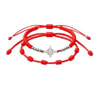 Only faith Pack of 2 Red Adjustable Bracelets with Witch Knot Amulet, 19.0 Centimeters, Tiger Eye, Tiger's Eye