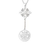 Only faith Women's 7 Chakra Pendant Necklace for Women Long Spiritual Symbols Pendant Yoga Reiki Meditation Amulet, Pequeño, Stainless Steel, No Gemstone