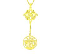 Only faith Women's Necklace Pendant Witch's Knot and Tetragrammaton for Women The 7 Chakras, Long Spiritual Symbols Pendant, Yoga Reiki Meditation Amulet, Pequeño, Stainless Steel, No Gemstone