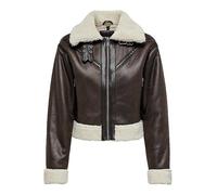 Only Faux Leather Aviator Jacket Brown