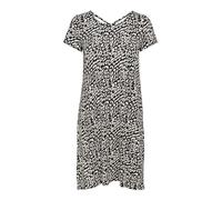 ONLY Women's Onlbera Back Lace Up S/S Dress JRS Noos, Black/AOP: Eggnog Leo, L