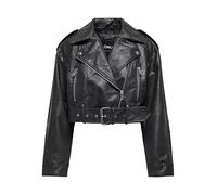 ONLY Women's Onlvera Faux Leather Crop Biker CC OTW Jacket, Black, S