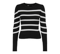 ONLY Female Knitted Jumper Onlsally Knitted Jumper, Black/Stripes: w. Cloud Dancer, L