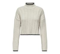 ONLY Women's Ribbed Knit Sweater Long Sleeve Short Deep Shoulders Regular Fit, Colours:White, Size:M