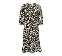 ONLY Women's Onlolivia 3/4 Wrap Midi Dress WVN Noos, Cloud Dancer/AOP: Hula Leo, L