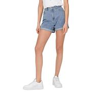 ONLY Women's High-Waisted Shorts 5-Pocket Style Button Fly Zipper Closure Short Bermudas, Colours:Light-Blue, Size:S