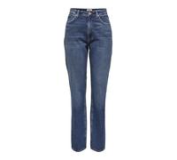 ONLY Women's Onljaci Mw Straight DNM Cro209 Noos Jean Pants, Medium Blue (Medium Blue Denim), 25W x 30L