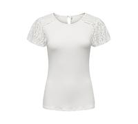 ONLY Women's Onlkanye S/S Lace Mix Top JRS T-Shirt, Cloud Dancer, Large