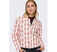 Only Floral Quilted Jacket, Cream, Size M, Women Cream