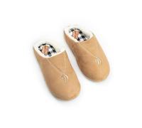 Only Fools and Horses Del Boy Mens Mule Slippers | Tan Indoor Slippers with D Initial | Comfortable Lounging Footwear | Perfect for Relaxing at Home Merch - 9-10 UK