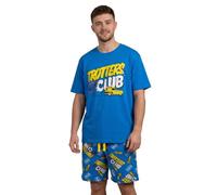 Only Fools and Horses Mens Blue Trotters Club Short Sleeve Pyjama Set | Graphic Print Shorts with Elasticated Waistband | Van Logo Nightwear | TV Series Merch - XX-Large