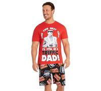 Only Fools and Horses Mens Pyjamas Set Short PJs Lounge Set Comfy Sleepwear Breathable Soft Nightwear Funny Dad Gifts (Red/Black, XL)