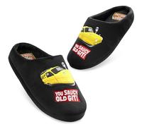Only Fools and Horses Mens Slippers, Slip On Non Slip House Shoes, Gifts for Men (Black/Yellow, 9 UK)